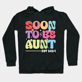 Soon to be aunt est 2024 Groovy Auntie Hoodie